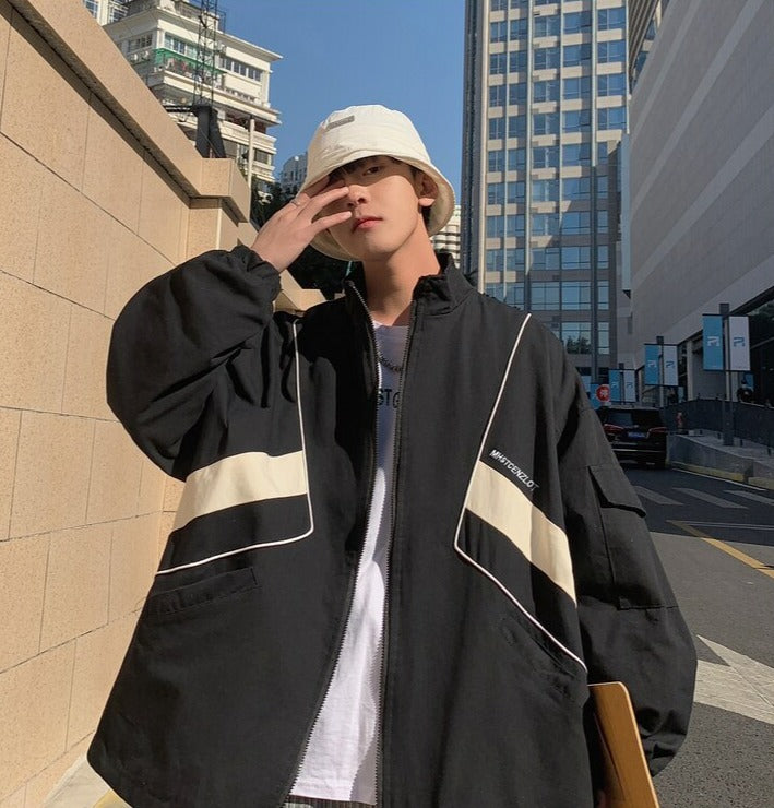Zip-Up Turn Down Collar Jacket