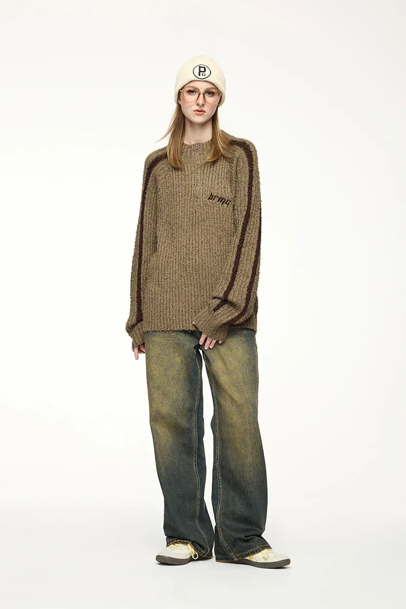 Textured Stripe Knitted Sweater