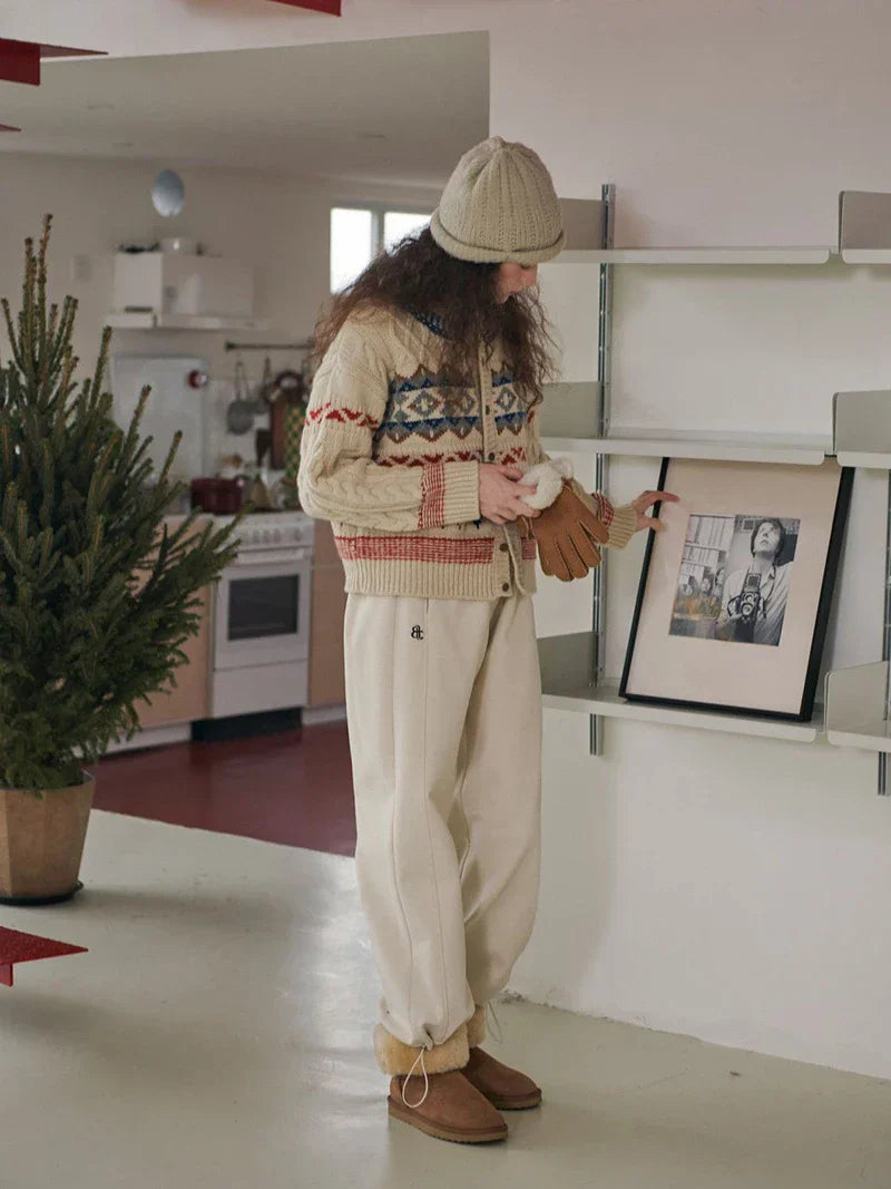 Cozy Vintage Christmas Argyle Knit Cardigan