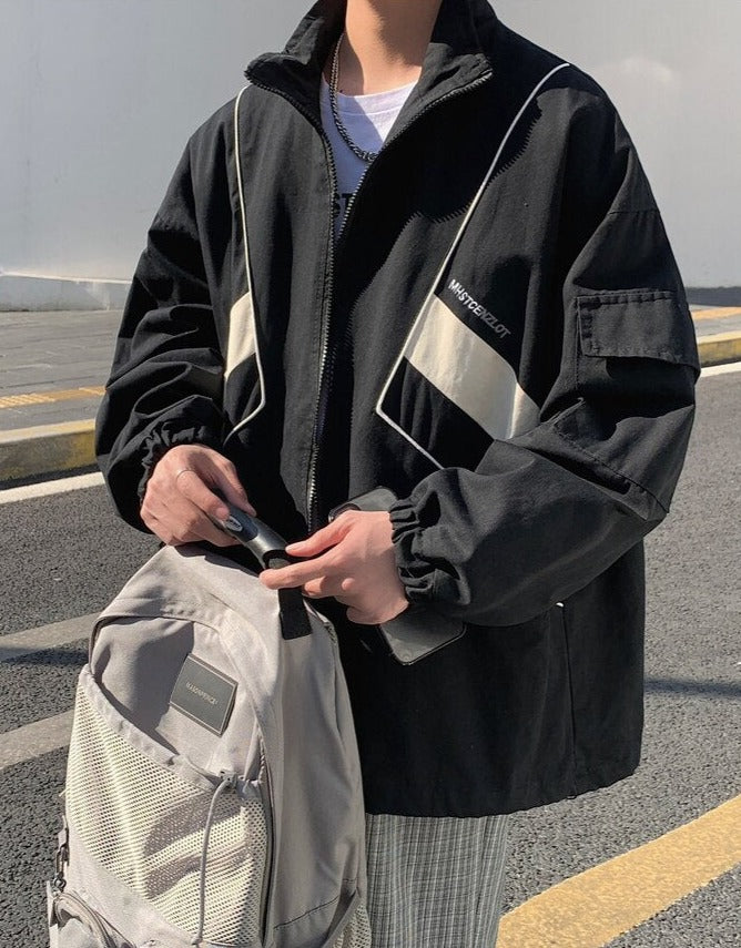 Zip-Up Turn Down Collar Jacket