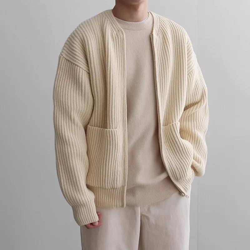 Men's Classic Handsome Cozy Knit Zip-Up Sweater