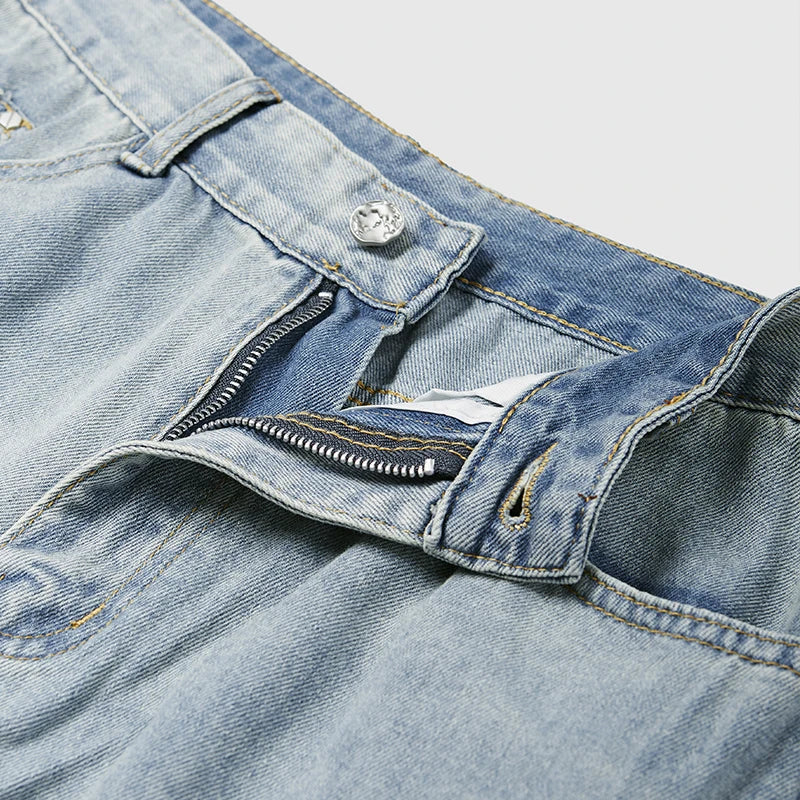 Loose Fit Blue Wide-leg Jeans