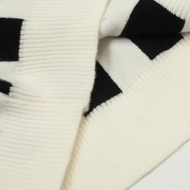 Vintage Knitted Patchwork Racing Sweater