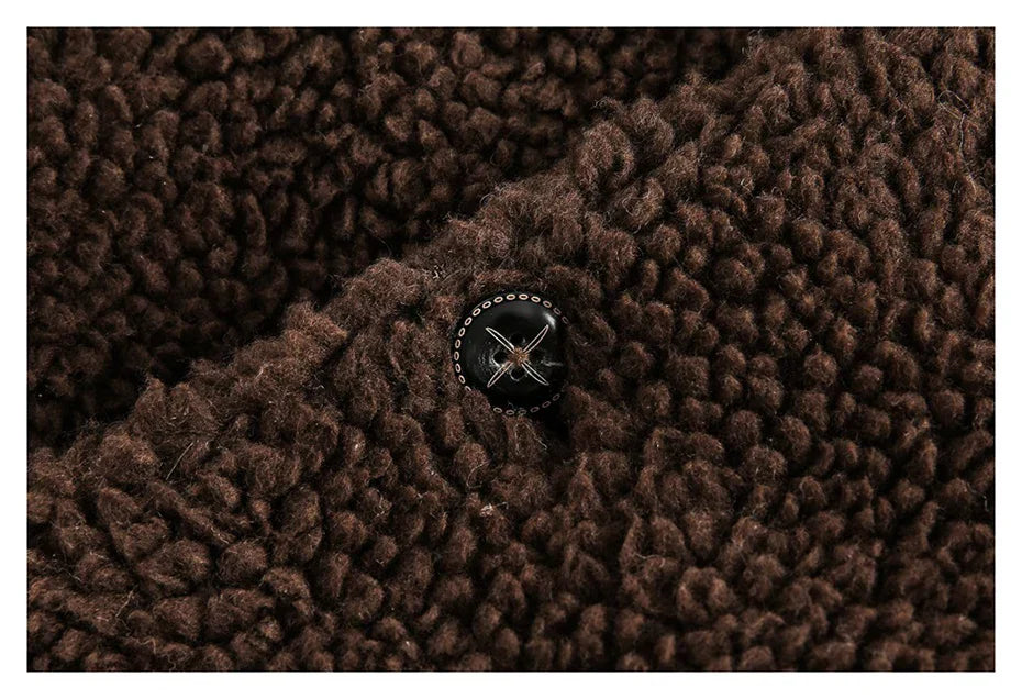 Embroidered Fleece Button-Up Jacket