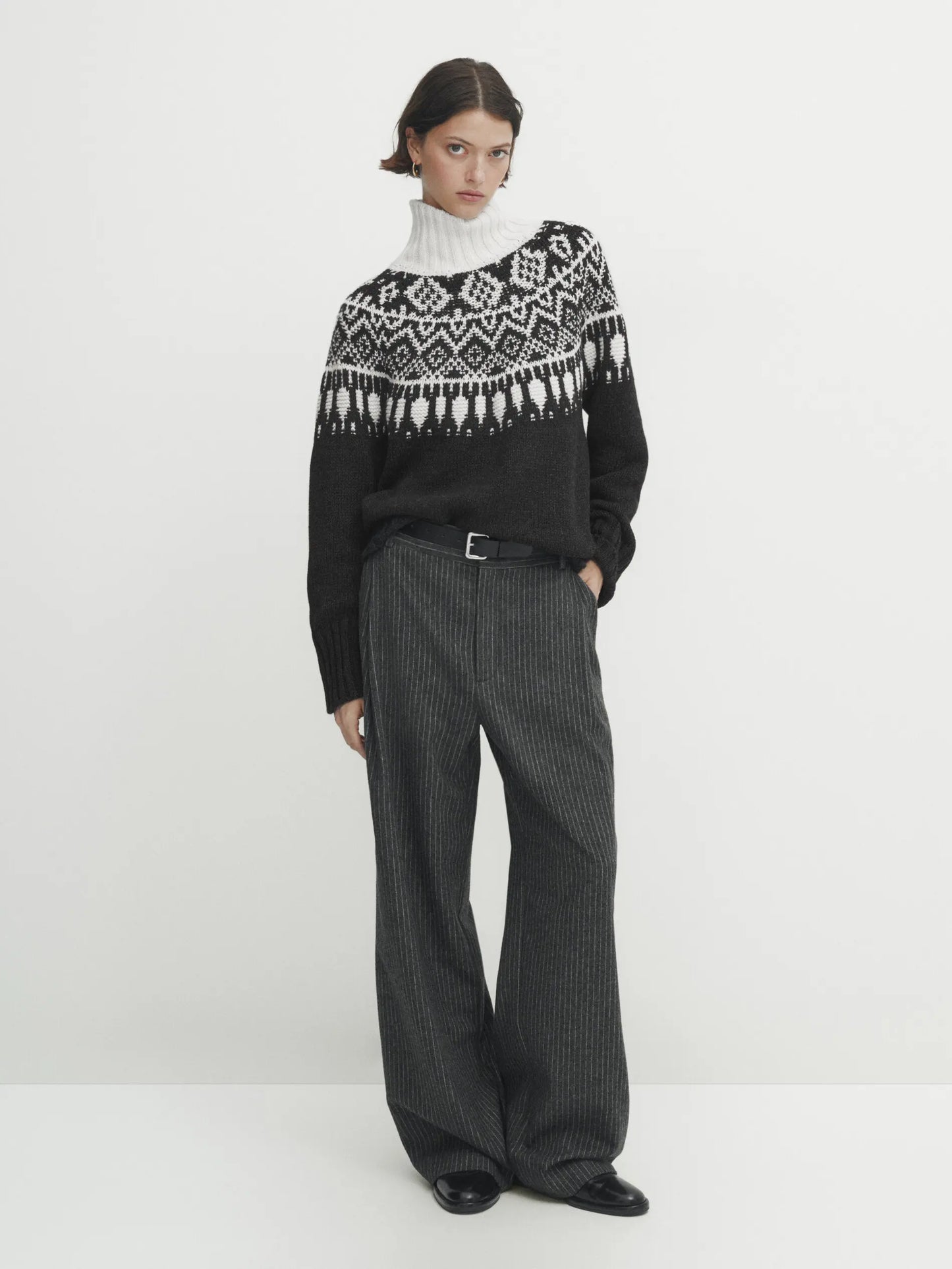 Classic Ethereal Spring Style Jacquard Turtleneck Sweater