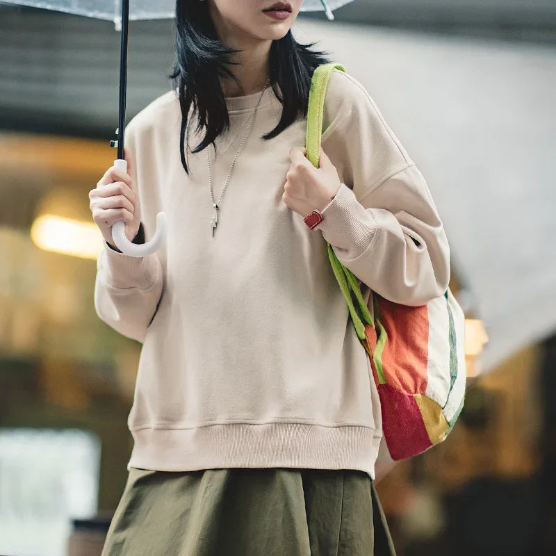 Solid Color Loose Casual Sweatshirt