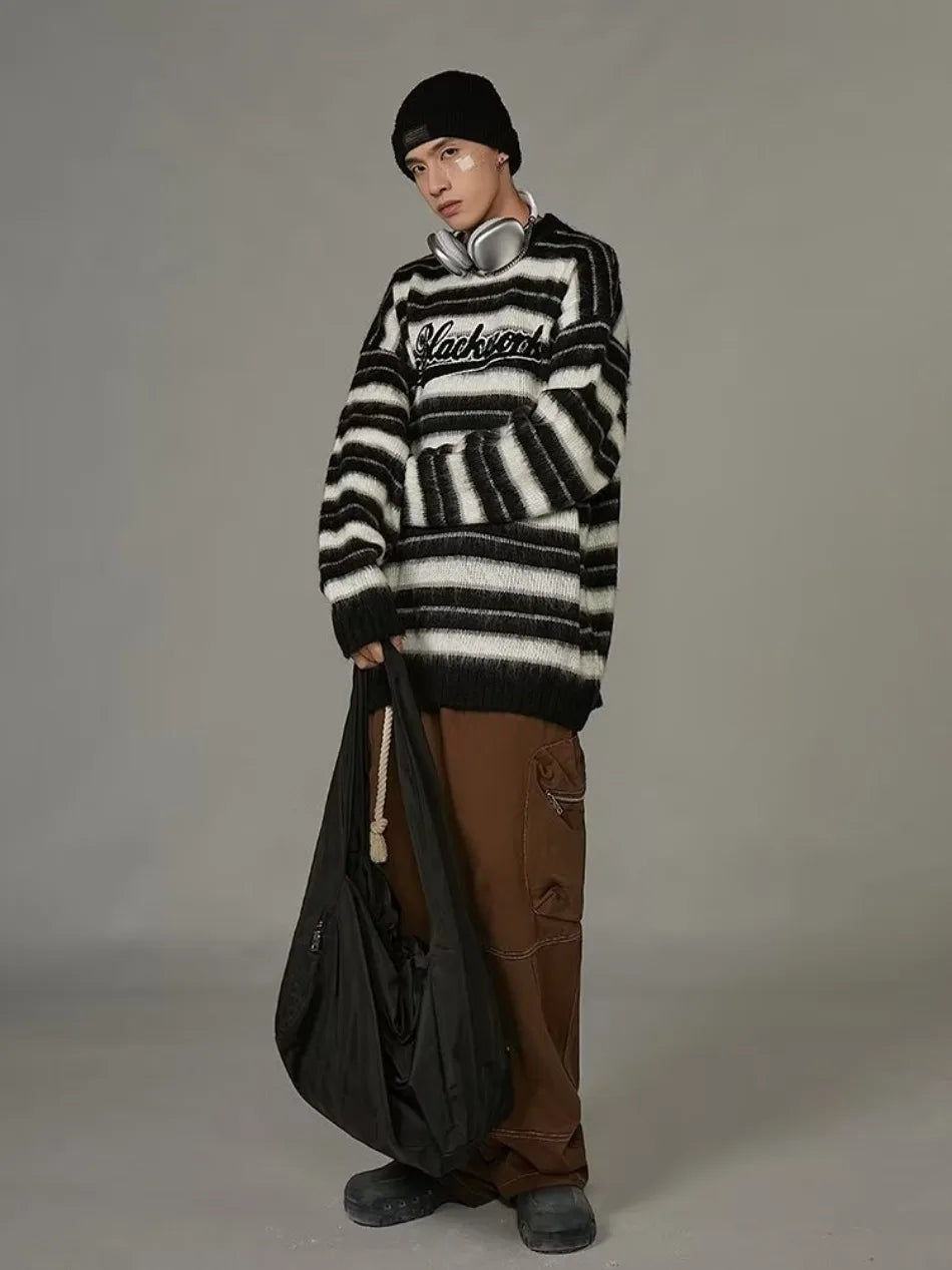 Vintage American Style Striped Knitted Sweater