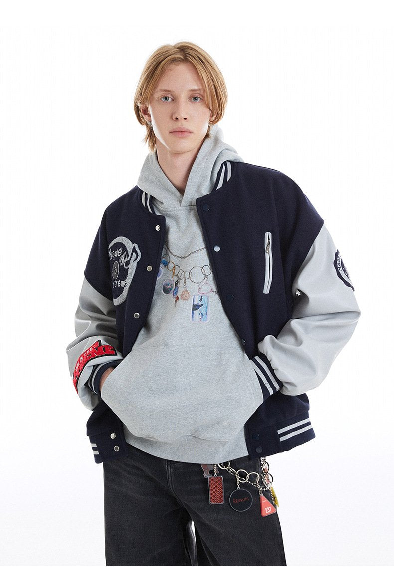 Y2K V-neck Varsity Jacket