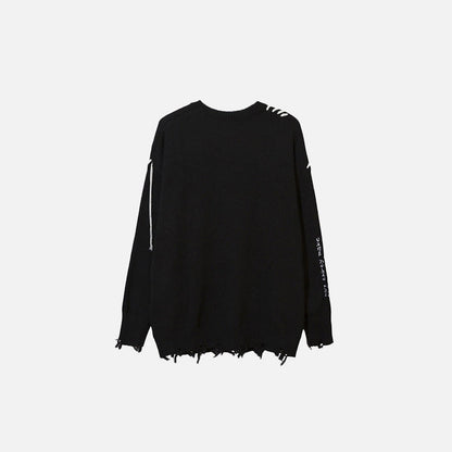 Y2K Distressed Smiley Knit Sweater