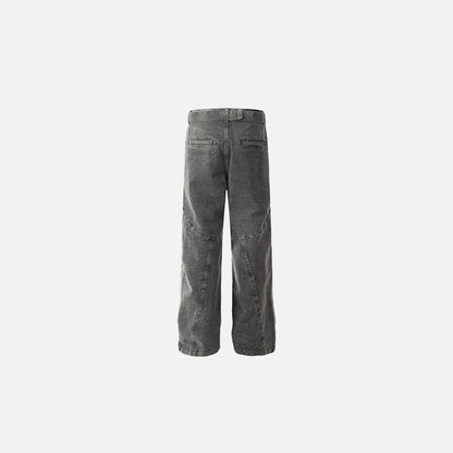 Utility Belted Wide-Leg Denim Jeans