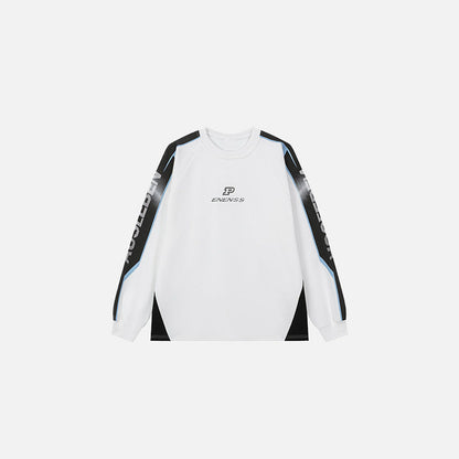 Front view of the white Neon Street Long Sleeve T-shirt in a gray background