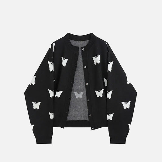 Y2K Korean Butterflies Vintage Sweater