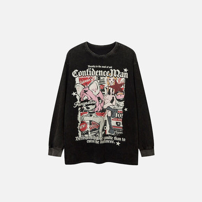 Vintage Cartoon Cats Oversized Sweatshirt