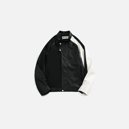 American Contrast Color Leather Workwear Jacket