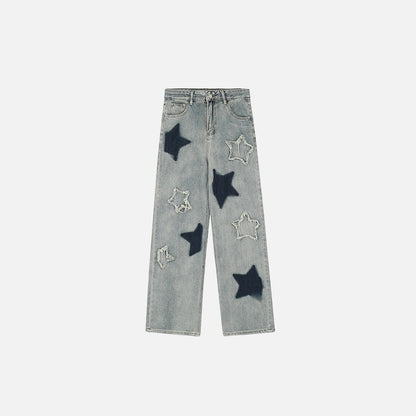 Star Embroidery Loose Jeans