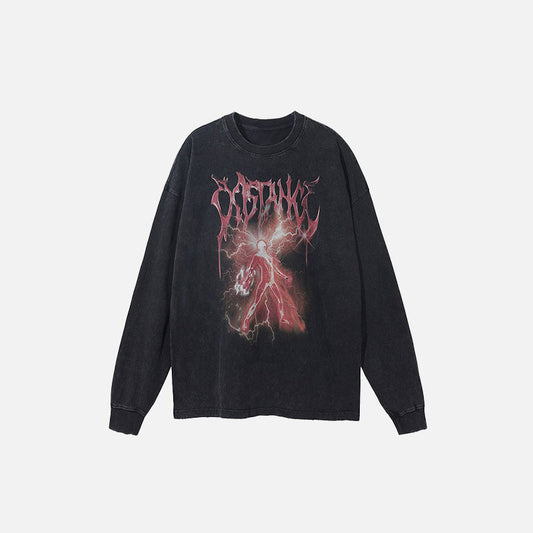 Lightening Loose Distressed Sweatshirt