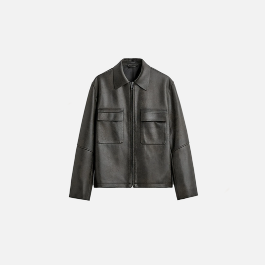 Black Slim Fit PU Leather Jacket