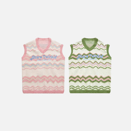 Y2k Fuzzy Star Twinkle Knitted Vest
