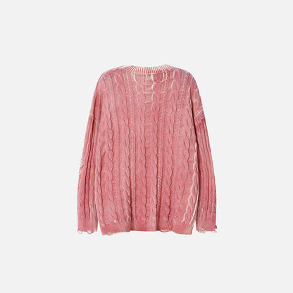 Distressed Cable Knit Sweater