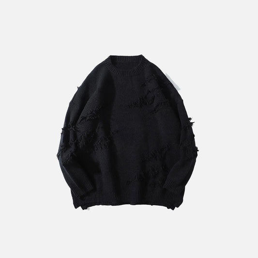 Ruptured Oversized Solid Blank Sweater