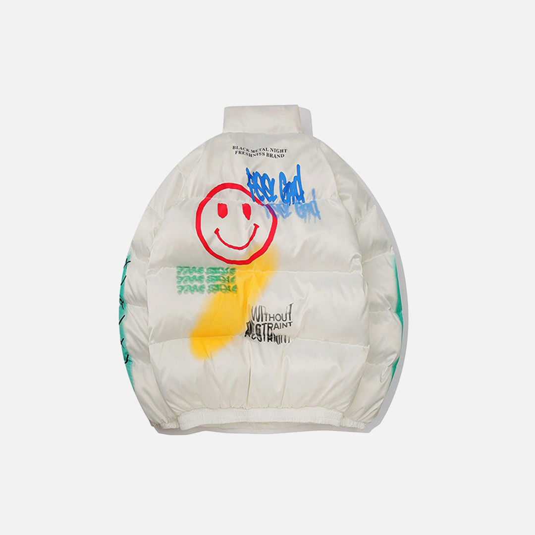 Graffiti Cotton Padded Puffer Jacket