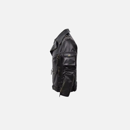 Edgy Slim Fit Zipper Leather Jacket