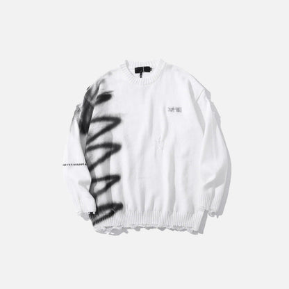 Front view of the white Rugged Edge Knit Sweater in a gray background