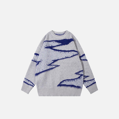 Scratched Knitted Color Block Sweater