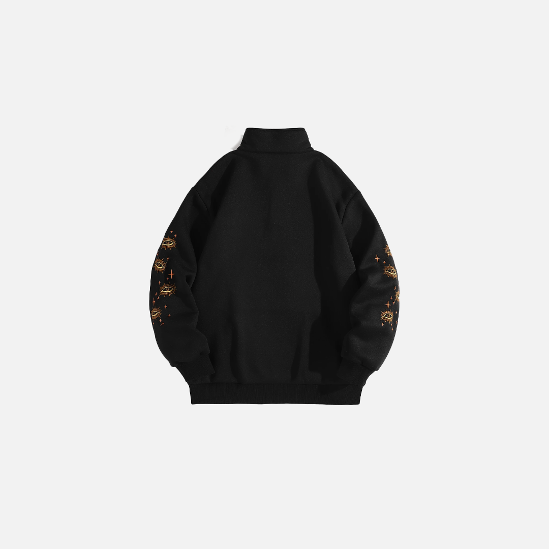 Cozy Star Pattern Fleece Quarter Sweatshirt