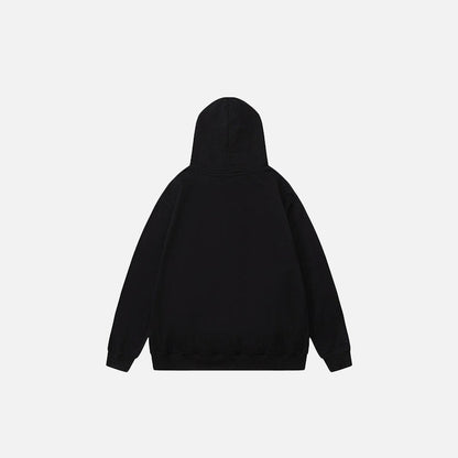 Loose Front Pocket Letter Print Hoodie