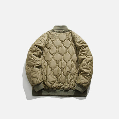 Retro Patched Zip-up Puffer Jacket