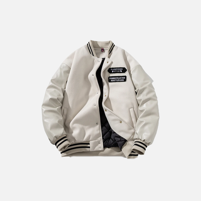 Winter Varsity Coat with Leather Sleeves Jacket