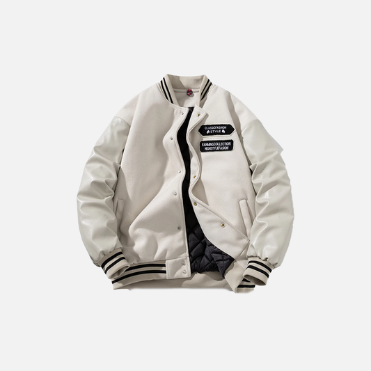 Winter Varsity Coat with Leather Sleeves Jacket