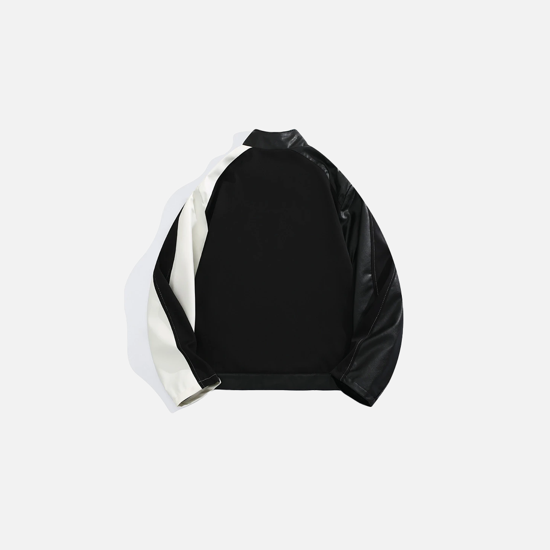 American Contrast Color Leather Workwear Jacket