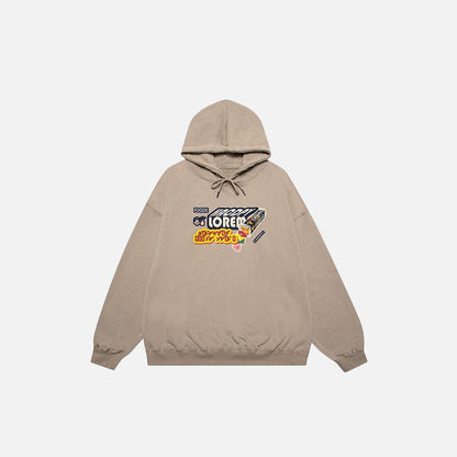 Letter Candy Print Oversized Hoodie