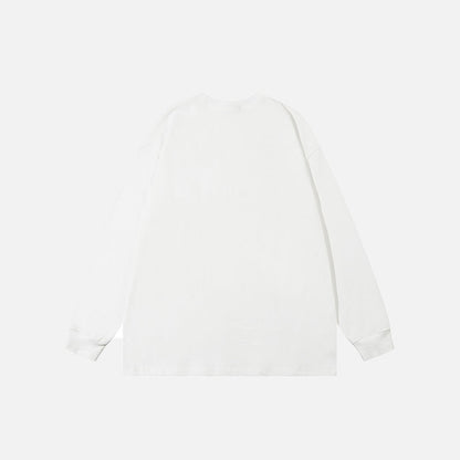 Oversized Cartoon Blindfolded Girl Sweatshirt
