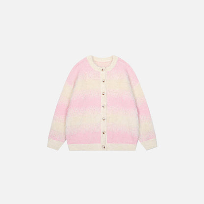 Front view of the pink Frosted Wave Sweater in a gray background