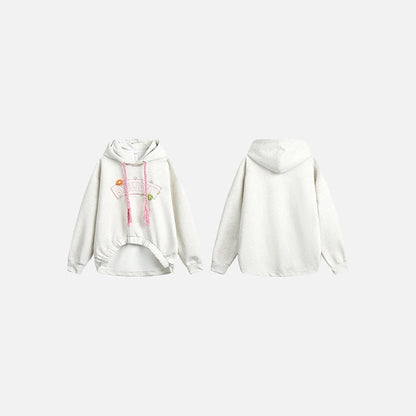 Front & Back view of the grey Electric Vibes Oversized Hoodie in a gray background
