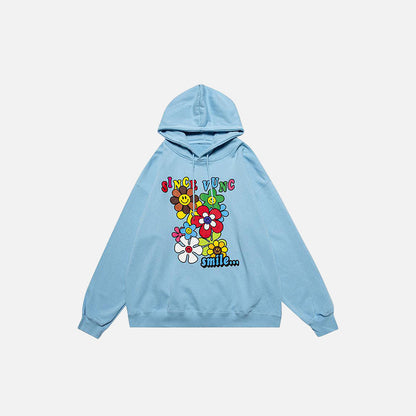 Smiley Sunflowers Retro Hoodie