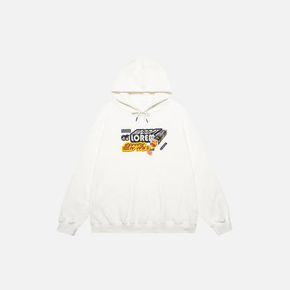 Letter Candy Print Oversized Hoodie
