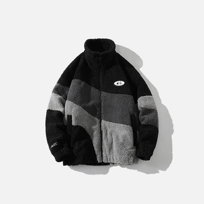 Splicing Contrast Sherpa Lambs Wool Coat