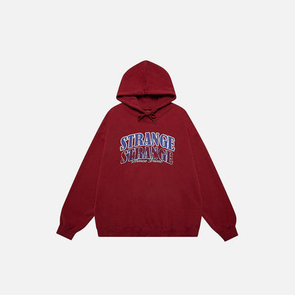"Strange" Faded Letter Print Hoodie