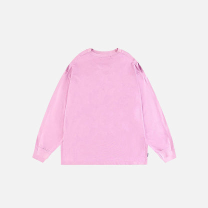 Pink Letter Skull Print Sweatshirt