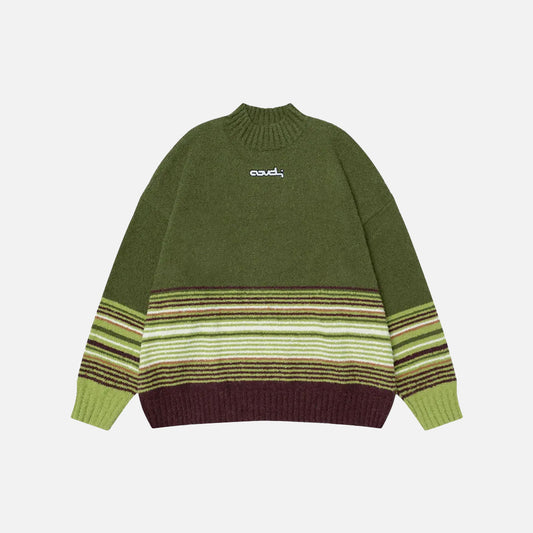 Y2K Vintage Striped Patchwork Sweater