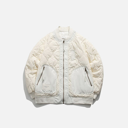 Retro Patched Zip-up Puffer Jacket