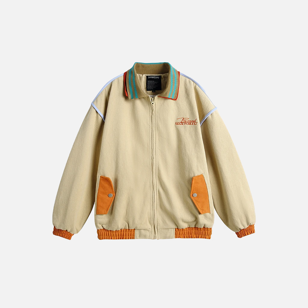 Men's Patchwork Zip-Up Casual Jacket