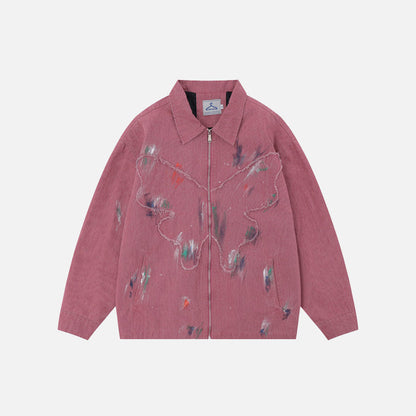 Splash Ink Embroidered Butterfly Jean Jacket