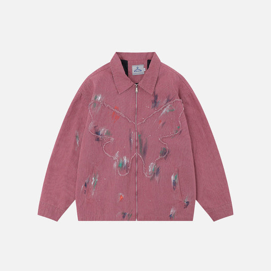 Splash Ink Embroidered Butterfly Jean Jacket