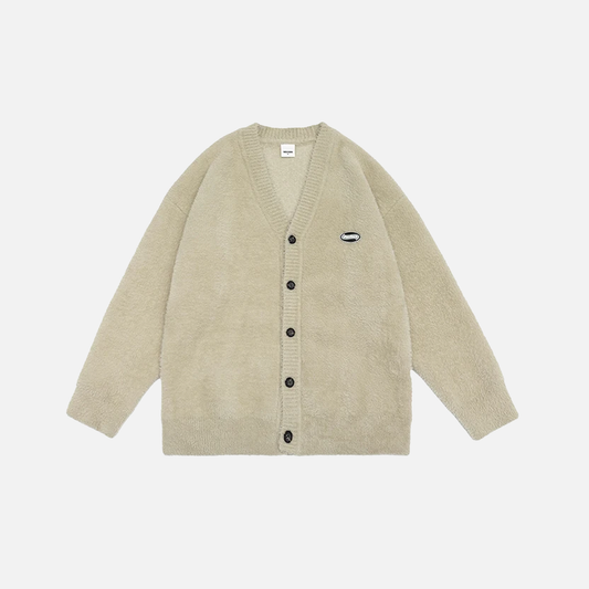 Solid Furry Zip-Up Cardigan Sweater