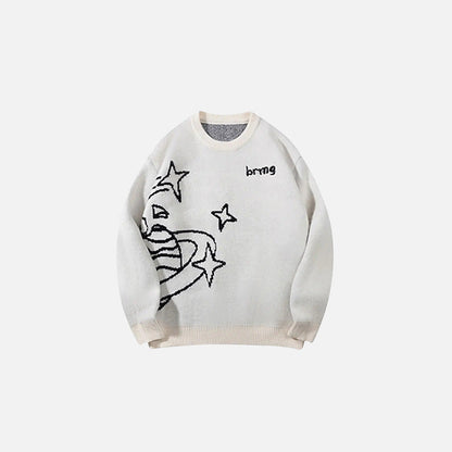 Front view of the beige Starlit Dreams Sweater in a gray background